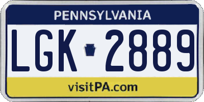 PA license plate LGK2889