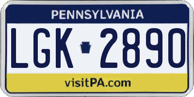 PA license plate LGK2890