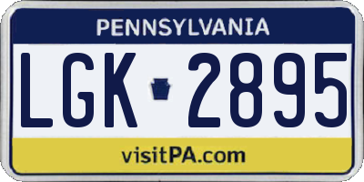 PA license plate LGK2895