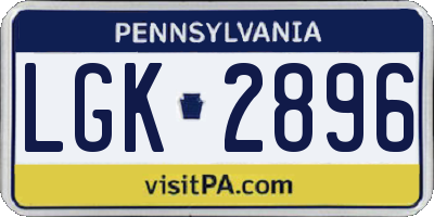 PA license plate LGK2896