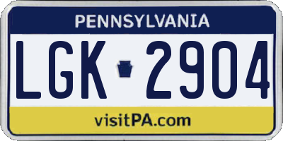 PA license plate LGK2904