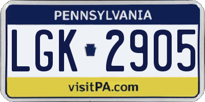 PA license plate LGK2905