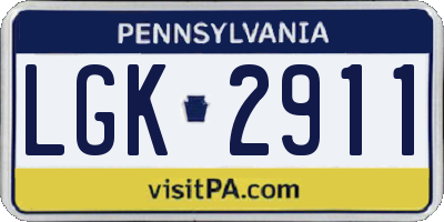 PA license plate LGK2911