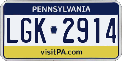 PA license plate LGK2914