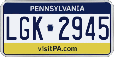 PA license plate LGK2945
