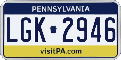 PA license plate LGK2946