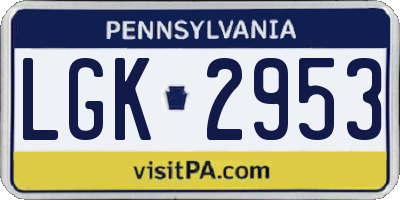 PA license plate LGK2953
