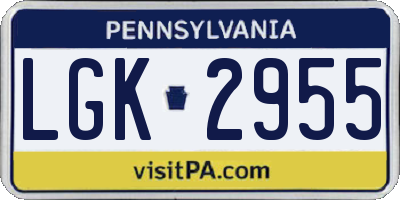 PA license plate LGK2955