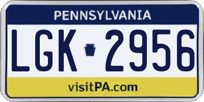 PA license plate LGK2956