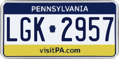 PA license plate LGK2957
