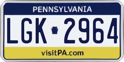 PA license plate LGK2964