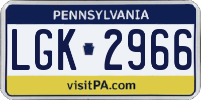 PA license plate LGK2966