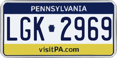 PA license plate LGK2969