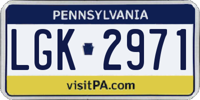 PA license plate LGK2971