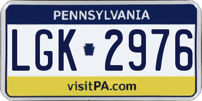 PA license plate LGK2976