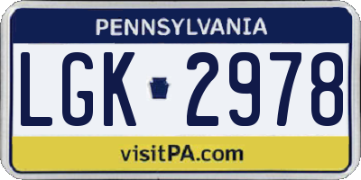 PA license plate LGK2978