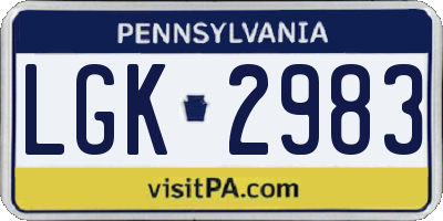 PA license plate LGK2983