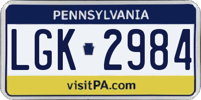 PA license plate LGK2984
