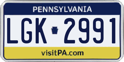 PA license plate LGK2991
