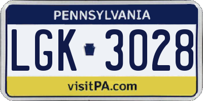 PA license plate LGK3028