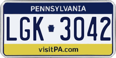 PA license plate LGK3042