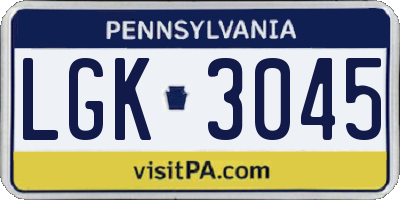 PA license plate LGK3045