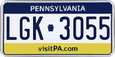 PA license plate LGK3055
