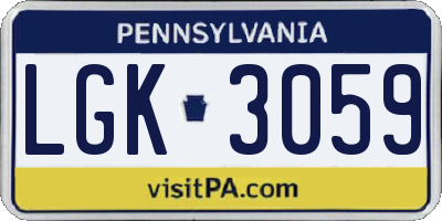 PA license plate LGK3059