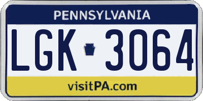 PA license plate LGK3064