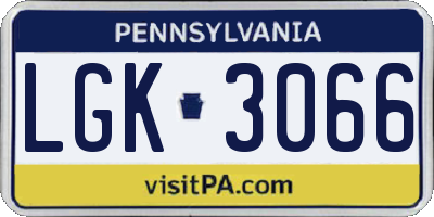 PA license plate LGK3066