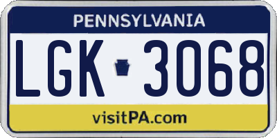 PA license plate LGK3068