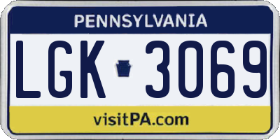PA license plate LGK3069