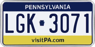 PA license plate LGK3071