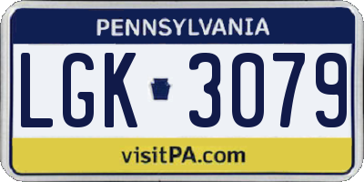 PA license plate LGK3079