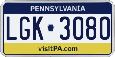 PA license plate LGK3080