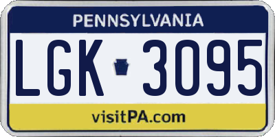 PA license plate LGK3095