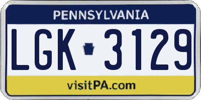 PA license plate LGK3129