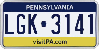 PA license plate LGK3141