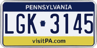 PA license plate LGK3145