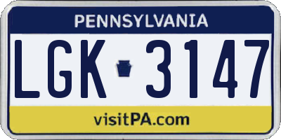 PA license plate LGK3147