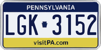 PA license plate LGK3152