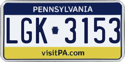 PA license plate LGK3153