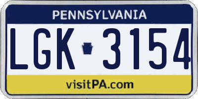 PA license plate LGK3154