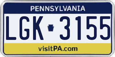 PA license plate LGK3155