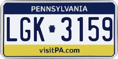 PA license plate LGK3159