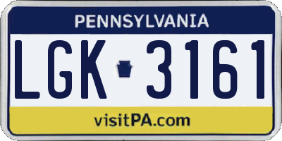 PA license plate LGK3161