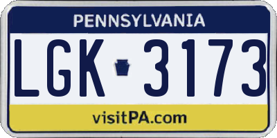 PA license plate LGK3173