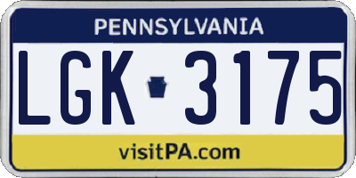 PA license plate LGK3175