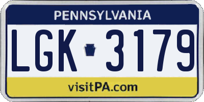 PA license plate LGK3179