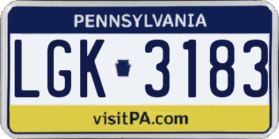 PA license plate LGK3183